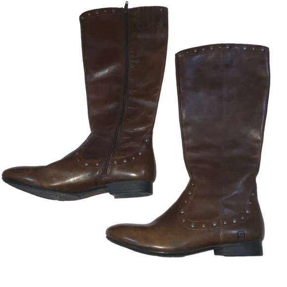 BORN Lizzie Western-Inspired Studded Genuine Leather Brown Boots - Women Size 8 - Picture 10 of 16